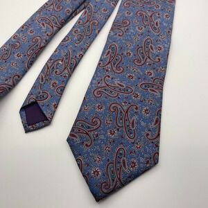 OAKTON Ltd Mens Paisley Silk Necktie Blue Red Formal Business